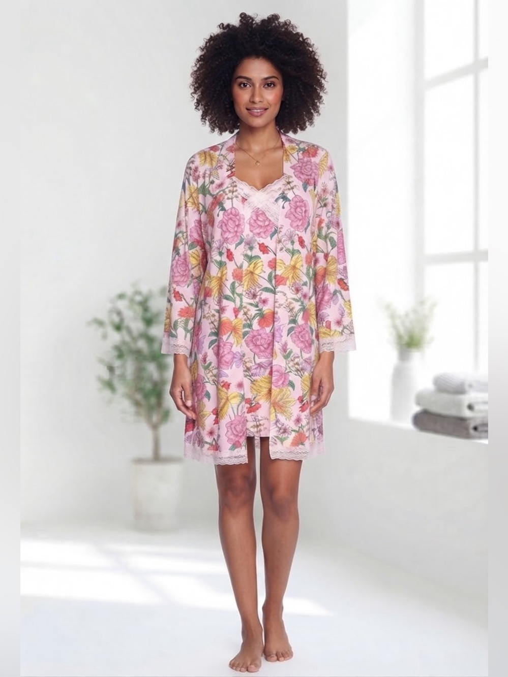 LOFT Women's 2-Piece Cami Dress & Robe Set
